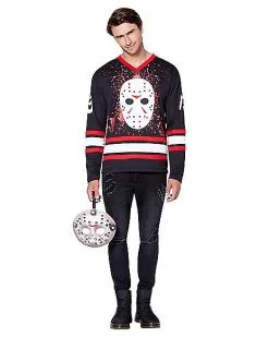 Spirit Halloween Jason Voorhees Hockey Jersey - Friday The 13th -Mens Costumes Shop 01405588 c