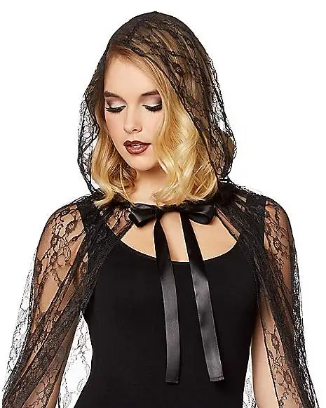 Spirit Halloween Adult Black Lace Cape 5 Spirit Halloween Adult Black Lace Cape - Image 3