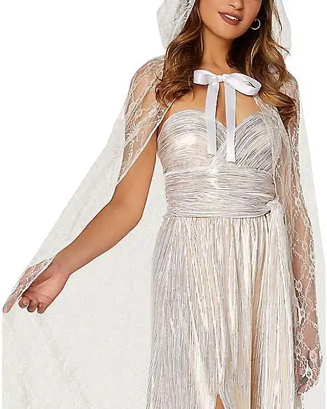 Spirit Halloween Adult White Lace Cape 4 Spirit Halloween Adult White Lace Cape - Image 2