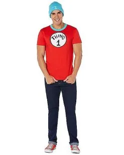 Spirit Halloween Adult Thing 1 And Thing 2 Costume Kit – Dr. Seuss -Mens Costumes Shop 01542539 c