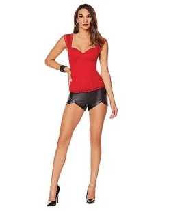 Spirit Halloween Adult Red Lace Cap Sleeve Corset 7 Spirit Halloween Adult Red Lace Cap Sleeve Corset -Mens Costumes Shop 01572684 c