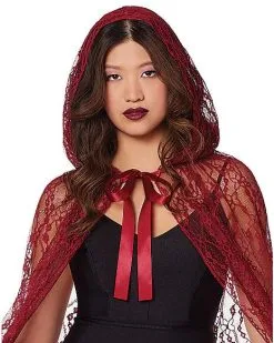 Spirit Halloween Adult Burgundy Lace Cape 7 Spirit Halloween Adult Burgundy Lace Cape -Mens Costumes Shop 01574193 c