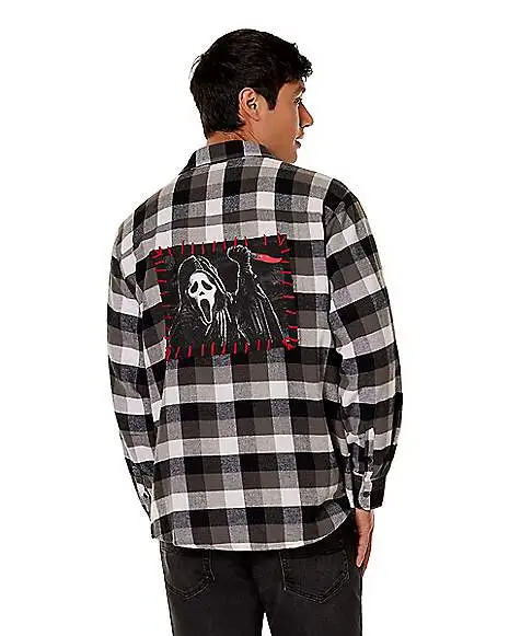 Spirit Halloween Adult Ghost Face Flannel Shirt 4 Spirit Halloween Adult Ghost Face Flannel Shirt - Image 2