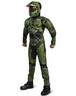 Spirit Halloween Kids Master Chief Muscle Costume - Halo Infinite -Mens Costumes Shop 07653280 c